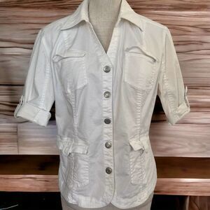 Dress Barn, Large, Elbow Sleeve Top or Lightweight Coat, Silver Accents & Snaps